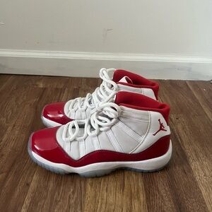 Jordan Red and White High-Top Sneakers